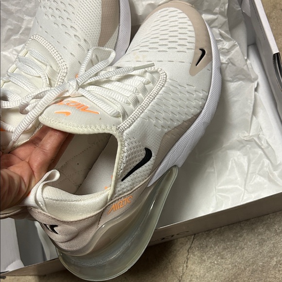 Nike Air Max 270 White and Tan Sneakers - Picture 7 of 7